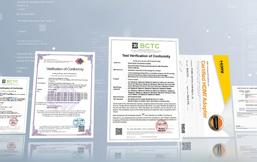 Sistema di certificazione per touchscreen industriali